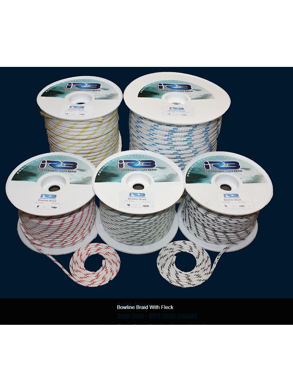 12MM BOWLINE BRAID WHITE W/ BLUE FLECK