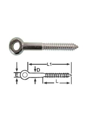 316G STAINLESS SCREW EYE - 6 X 55MM