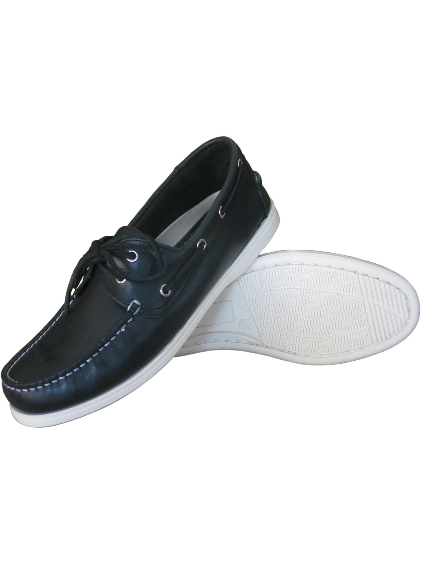 BURKE FLINDERS LEATHER DECK SHOE - NAVY