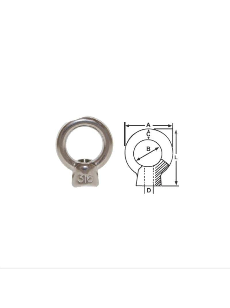 STAINLESS STEEL EYE NUT - M6