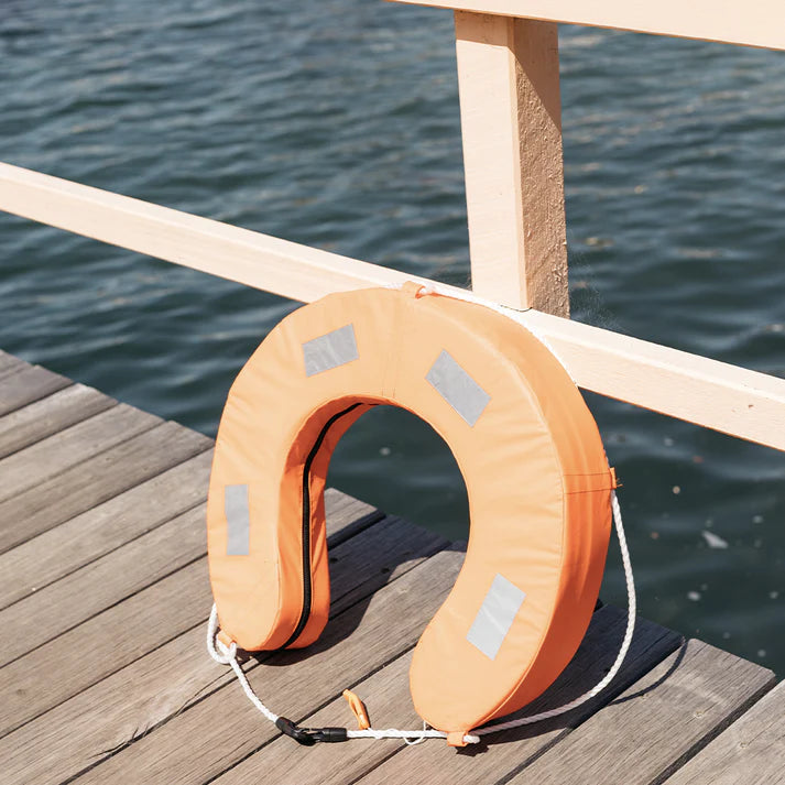 Horseshoe Lifebuoy YA Orange with reflective tape, whistle & grab loops