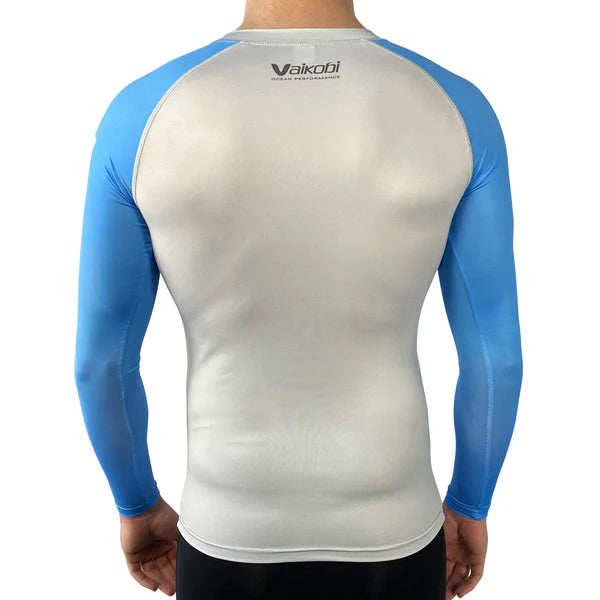 VAIKOBI VOCEAN LONG SLEEVE FITTED UV TOP- CYAN/ SILVER - DISCONTINUED STYLE - LAST STOCK