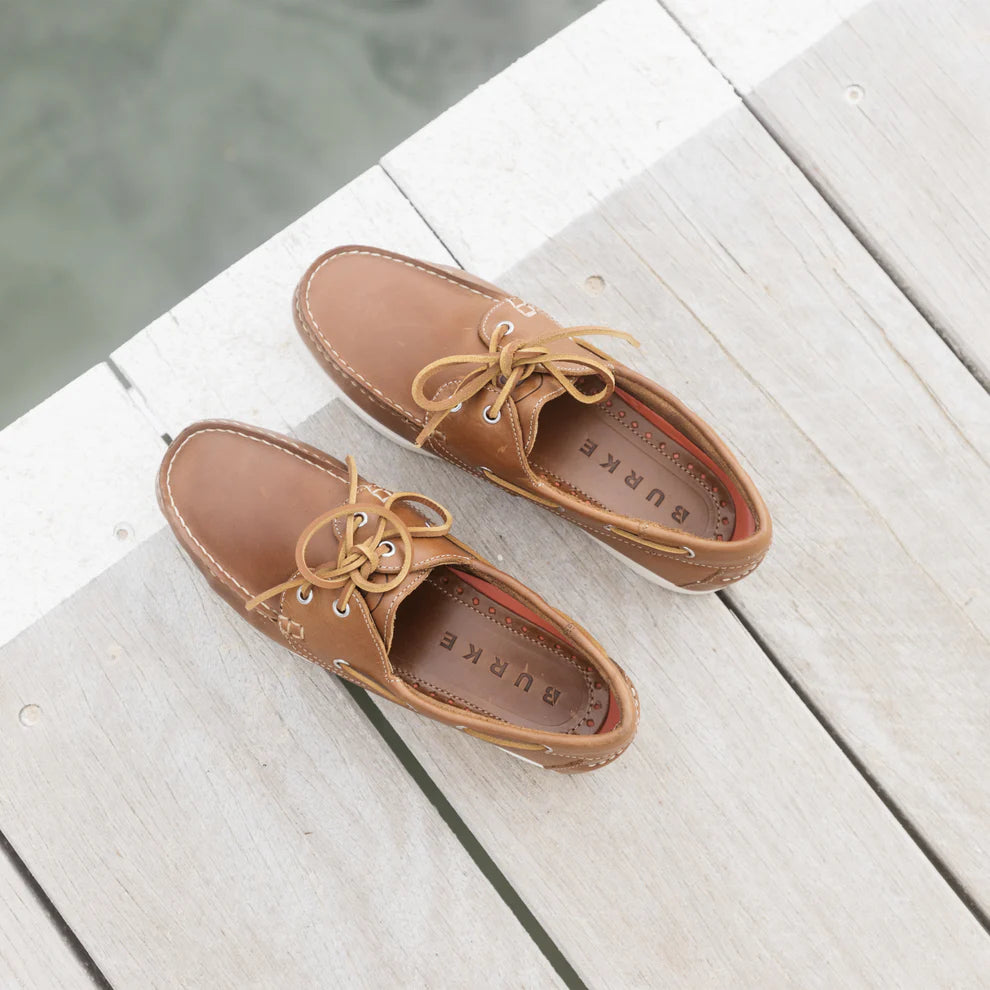 BURKE FLINDERS LEATHER DECK SHOE - TAN