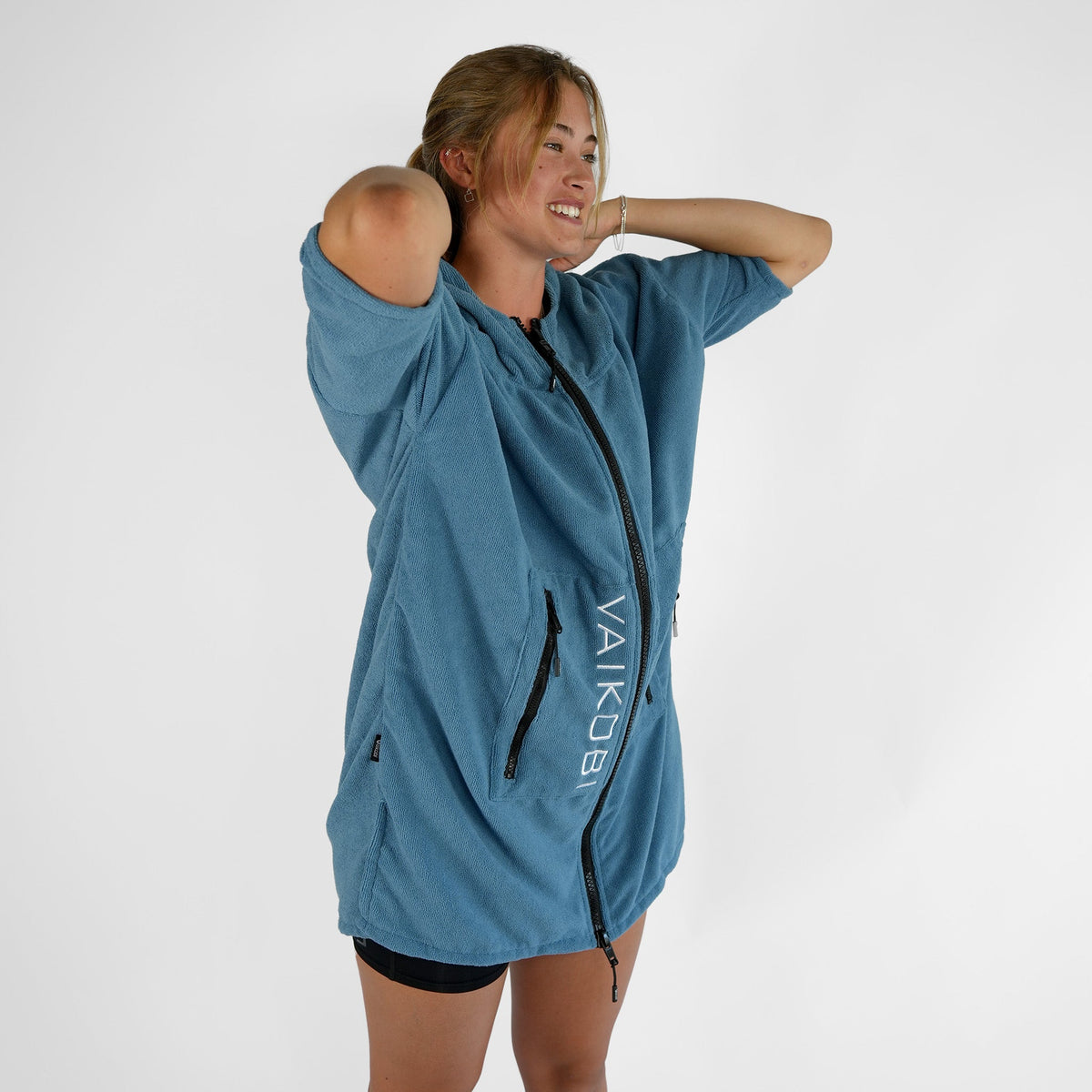 Vaikobi Full Zip Hooded Towel - Ocean Blue