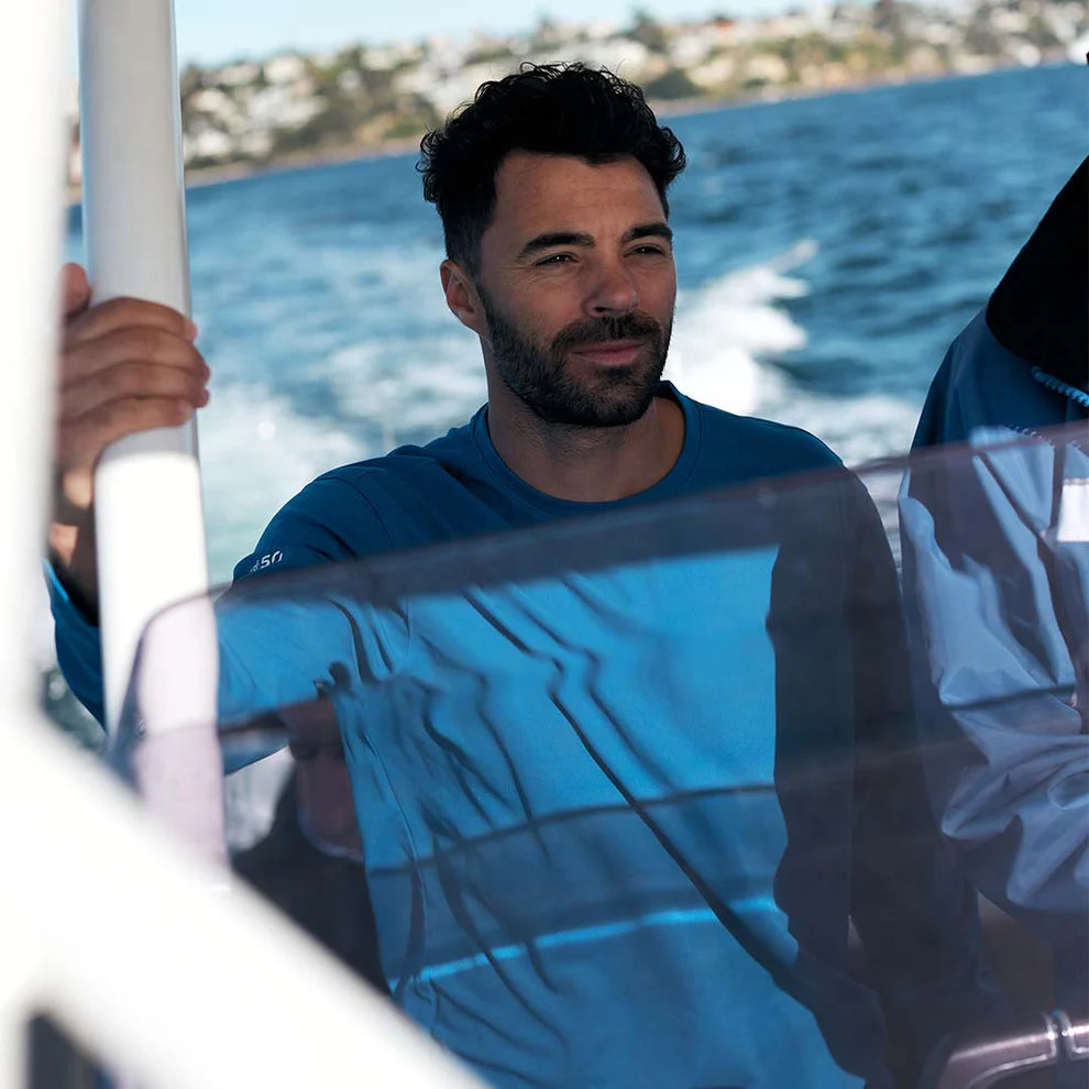 BURKE CREW TECH TEE - LONG SLEEVE - BLUE