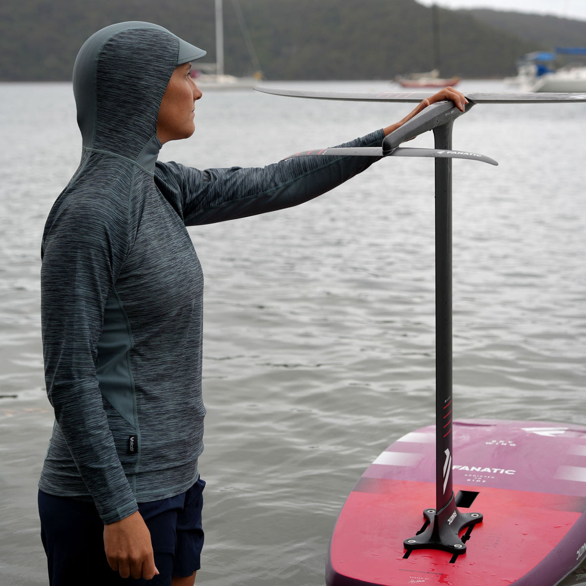 Vaikobi Hooded UV Long Sleeve Rash Top - Steel Blue