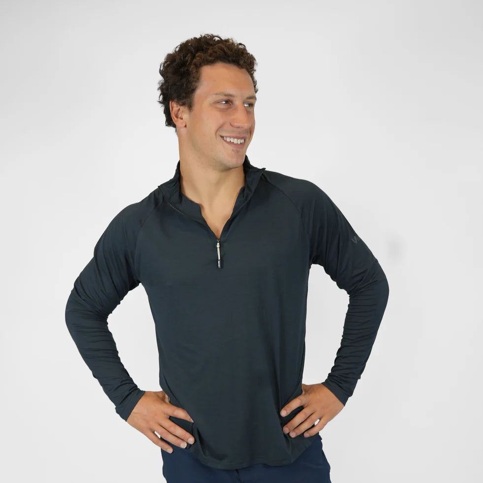 VAIKOBI UV LONG SLEEVE ZIP TECH TOP - CHARCOAL