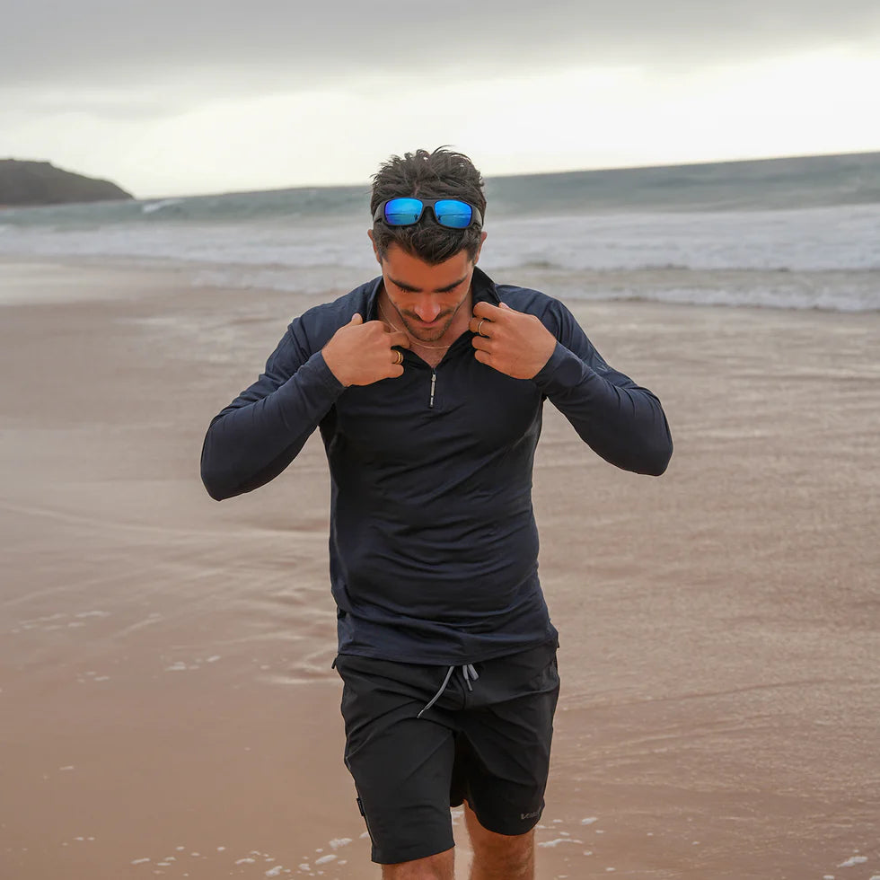 VAIKOBI UV LONG SLEEVE ZIP TECH TOP - CHARCOAL