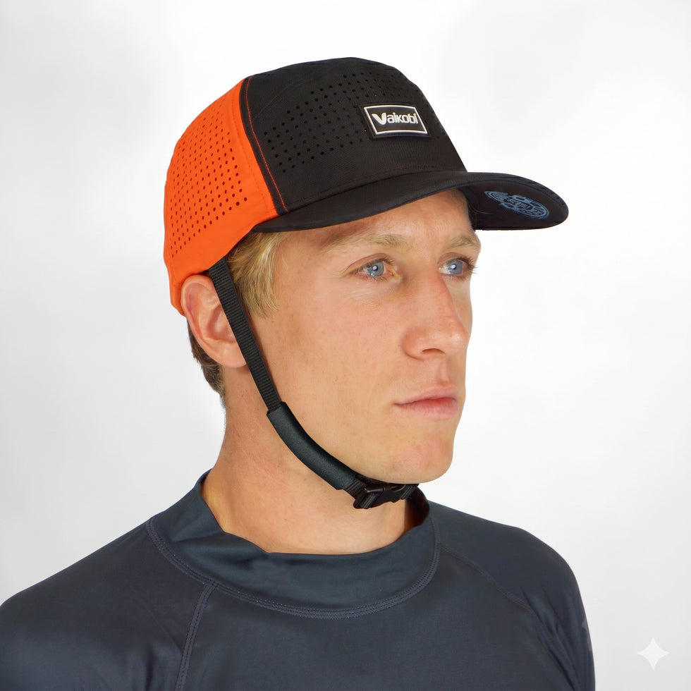 VAIKOBI HYDRO BUMP HAT WITH STRAP - BLACK/ORANGE