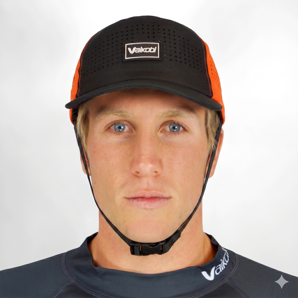 VAIKOBI HYDRO BUMP HAT WITH STRAP - BLACK/ORANGE