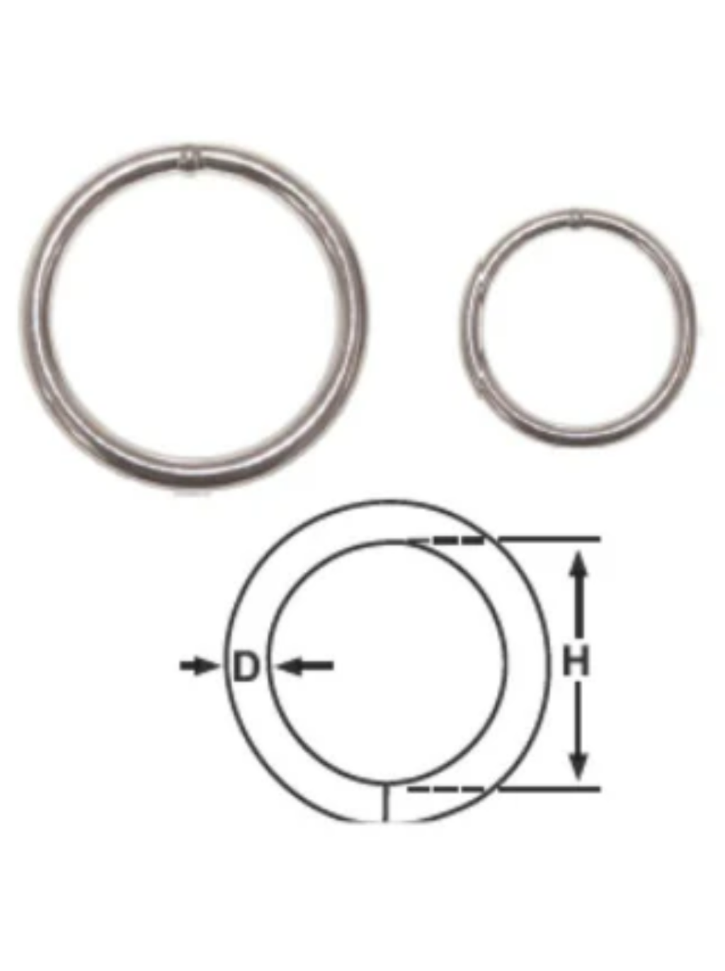 STAINLESS STEEL ROUND RING - 6 X 40MM