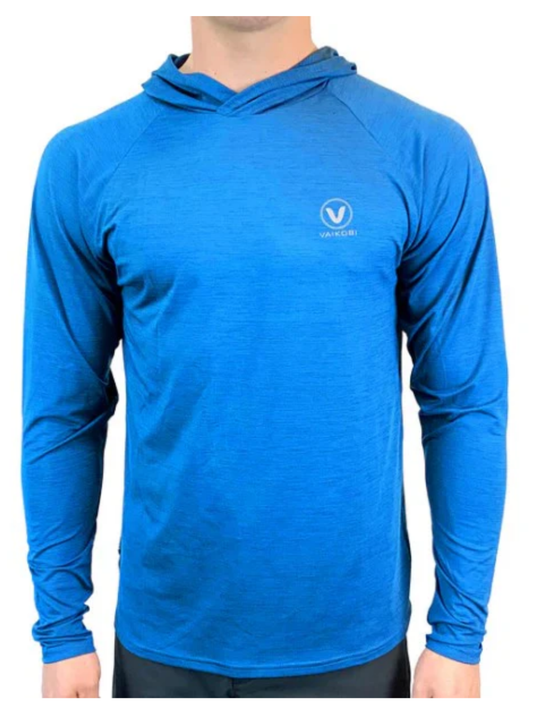 VAIKOBI UV PERFORMANCE HOODED TECH TOP - CYAN