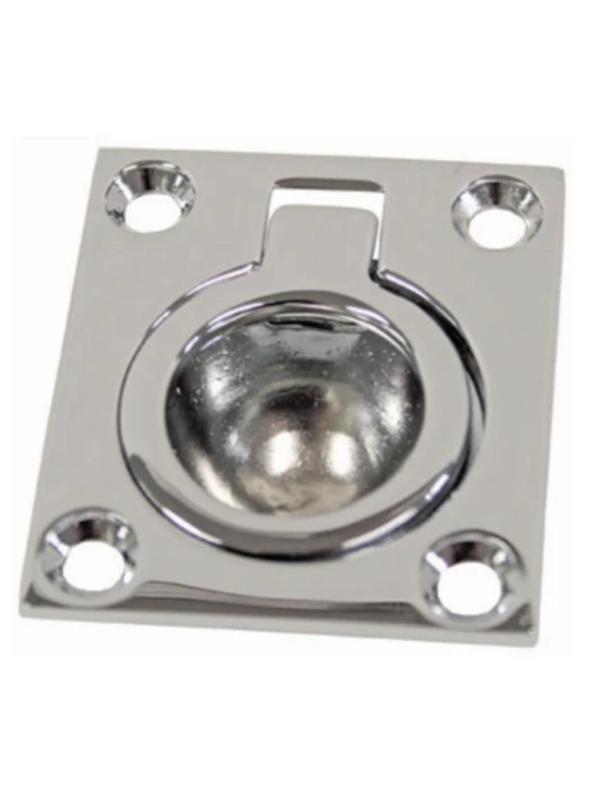 FLUSH PULL RING 60 X 47MM CHROME PLATED BRASS