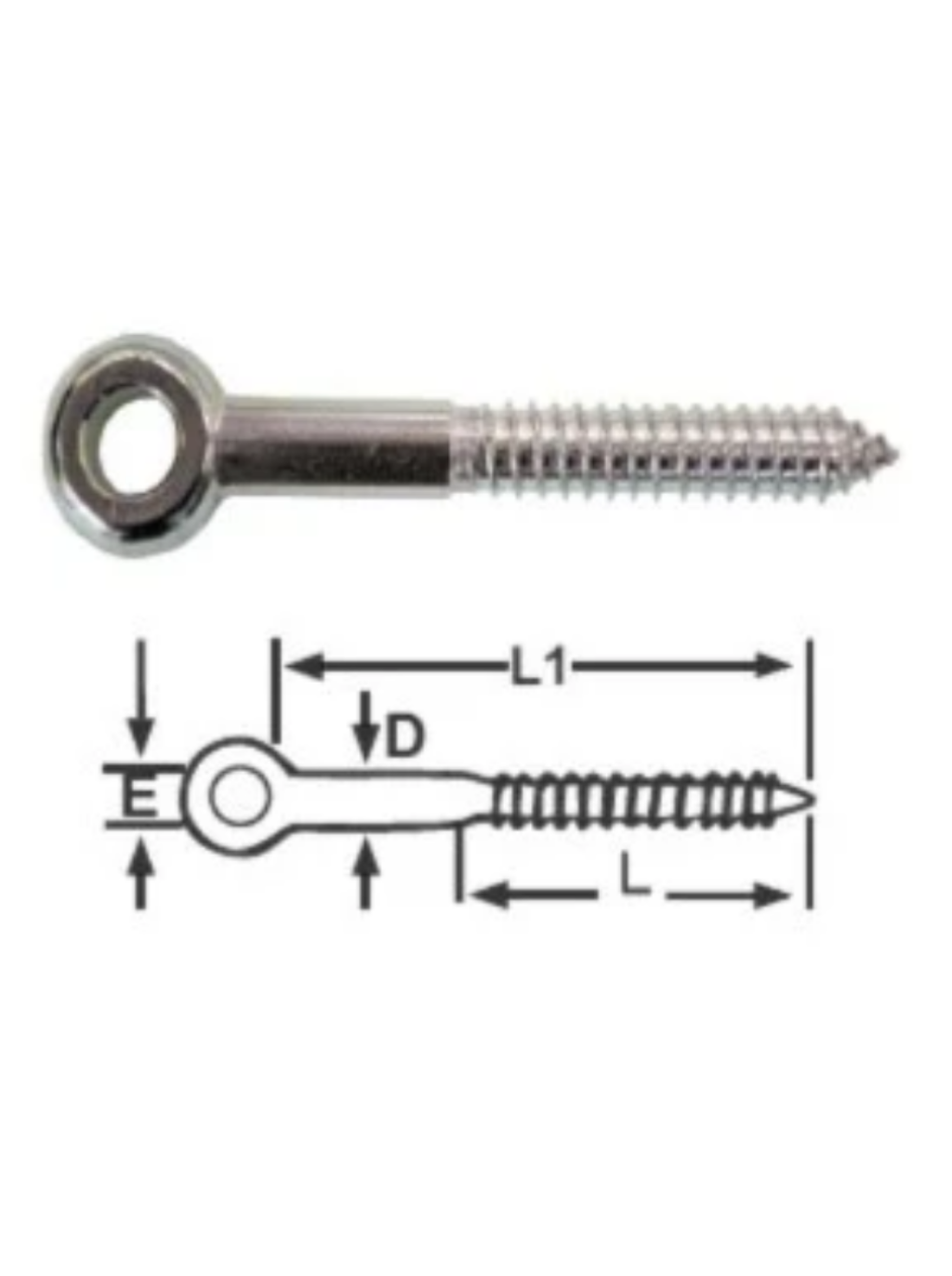 316G STAINLESS SCREW EYE 6 X 40MM
