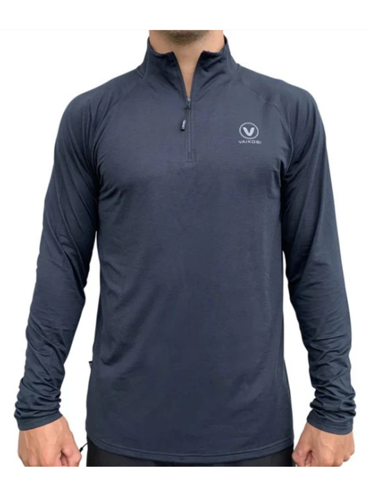 VAIKOBI UV LONG SLEEVE ZIP TECH TOP - CHARCOAL