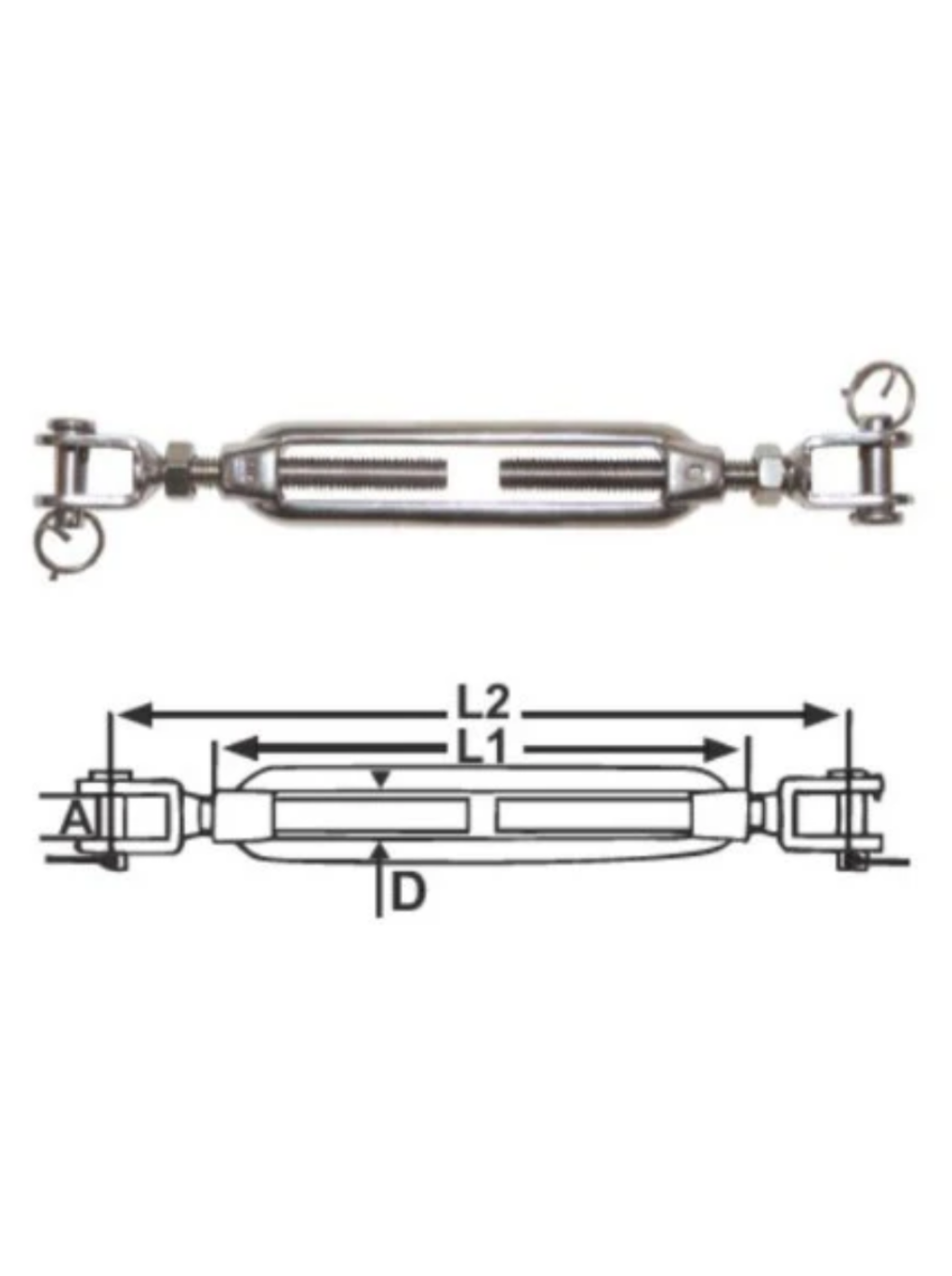 TURNBUCKLES - JAW & JAW STAINLESS - 10MM