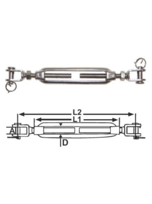 TURNBUCKLES - JAW & JAW STAINLESS - 6MM