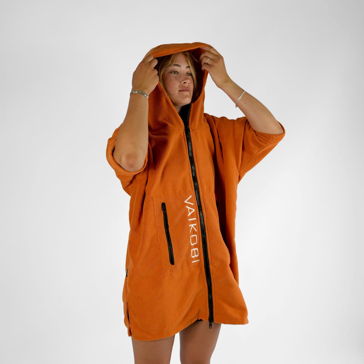 Vaikobi Full Zip Hooded Towel - Rust