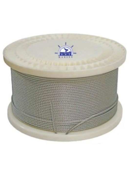 SEMI -FLEXIBLE WIRE ROPE 316GRADE STAINLESS - 7X7 - 1/8 INCH ( 3.2MM) SOLD PER METRE