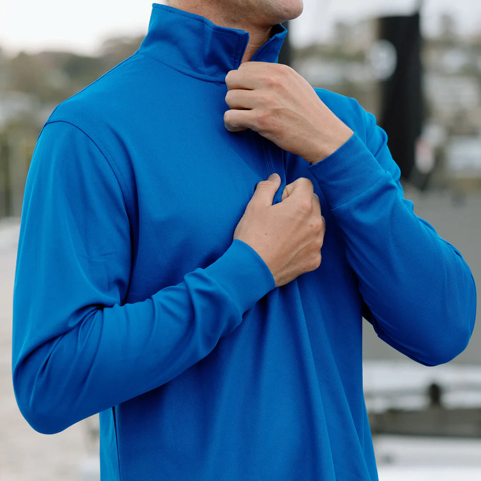 BURKE CREW LONG SLEEVE POLO - BLUE