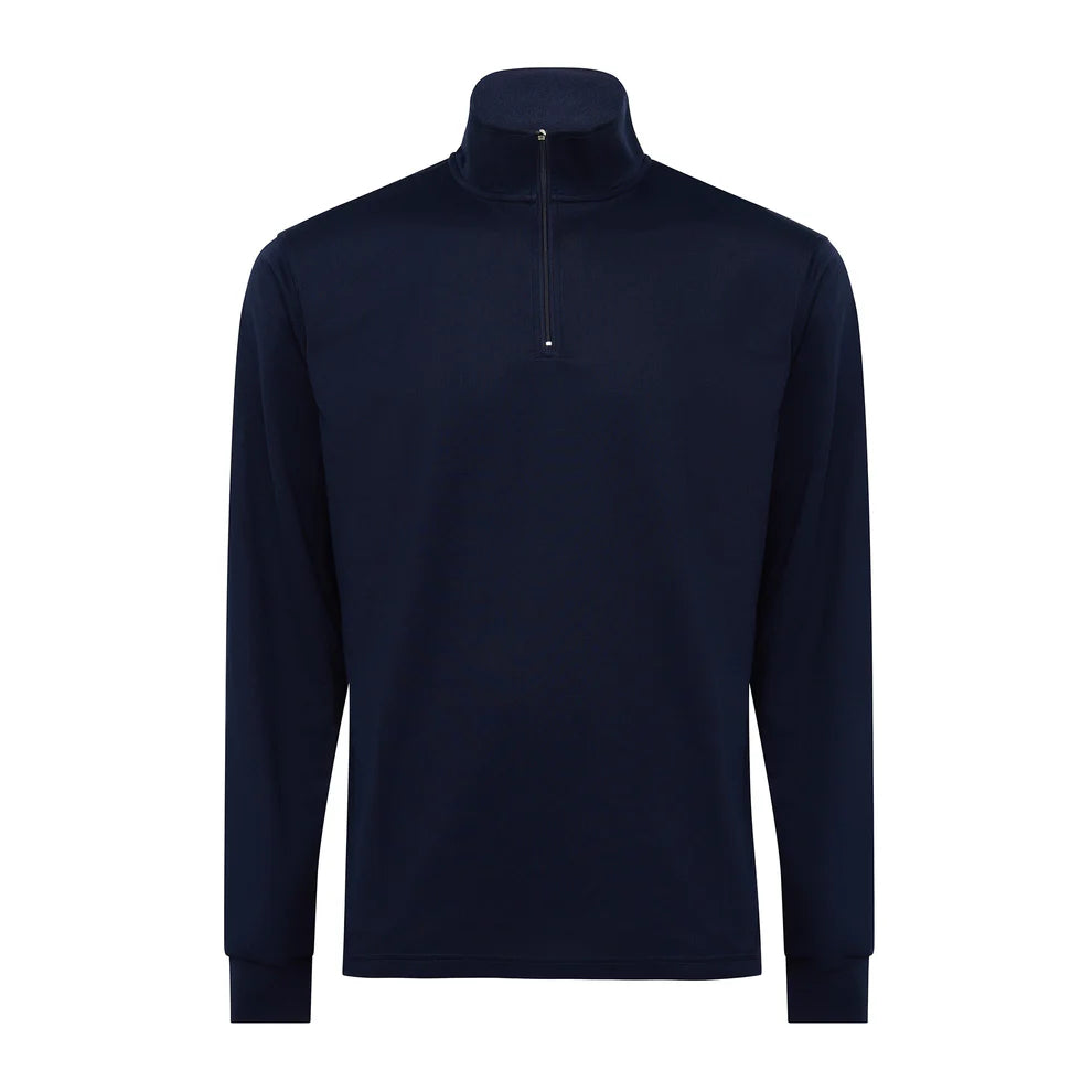 BURKE QUICK DRY LONG SLEEVE ZIP POLO - NAVY  - DISCONTINUED STYLE