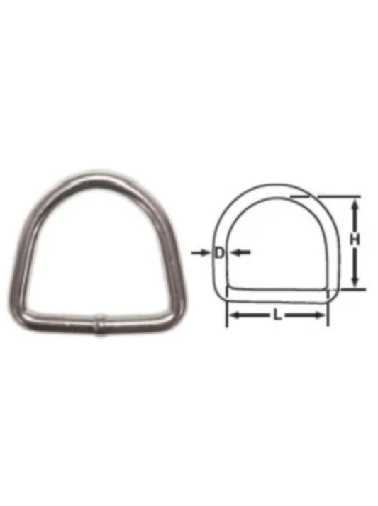 STAINLESS DEE RING - 5 X 25MM