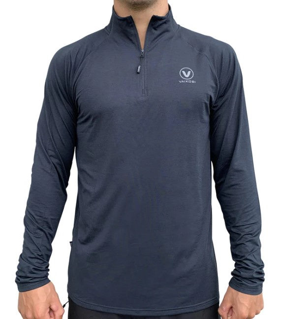 VAIKOBI UV LONG SLEEVE ZIP TECH TOP - CHARCOAL