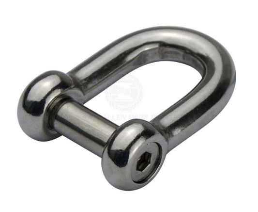 316 STAINLESS DEE SHACKLE - 12MM - HEX SOCKET COUNTERSUNK PIN