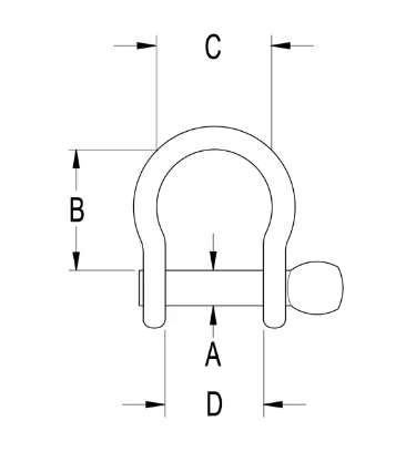 RONSTAN BOW SHACKLE , Pin 3/16", L:17mm, W:14mm