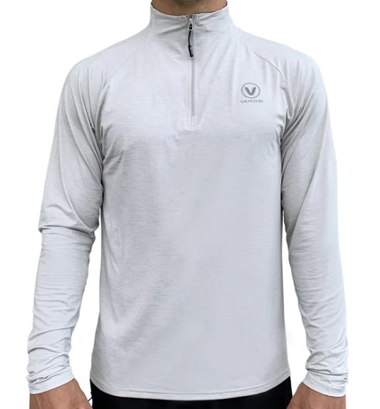 VAIKOBI UV LONG SLEEVE ZIP TECH TOP - SILVER