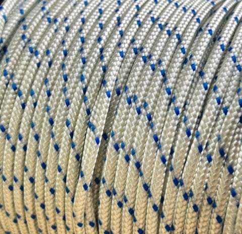 IRB 10MM BOWLINE BRAID -WHITE / BLUE FLECK - SOLD PER METRE