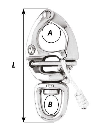 2675 - WICHARD HR QUICK RELEASE SNAP SHACKLE - With swivel eye - Length: 90 mm