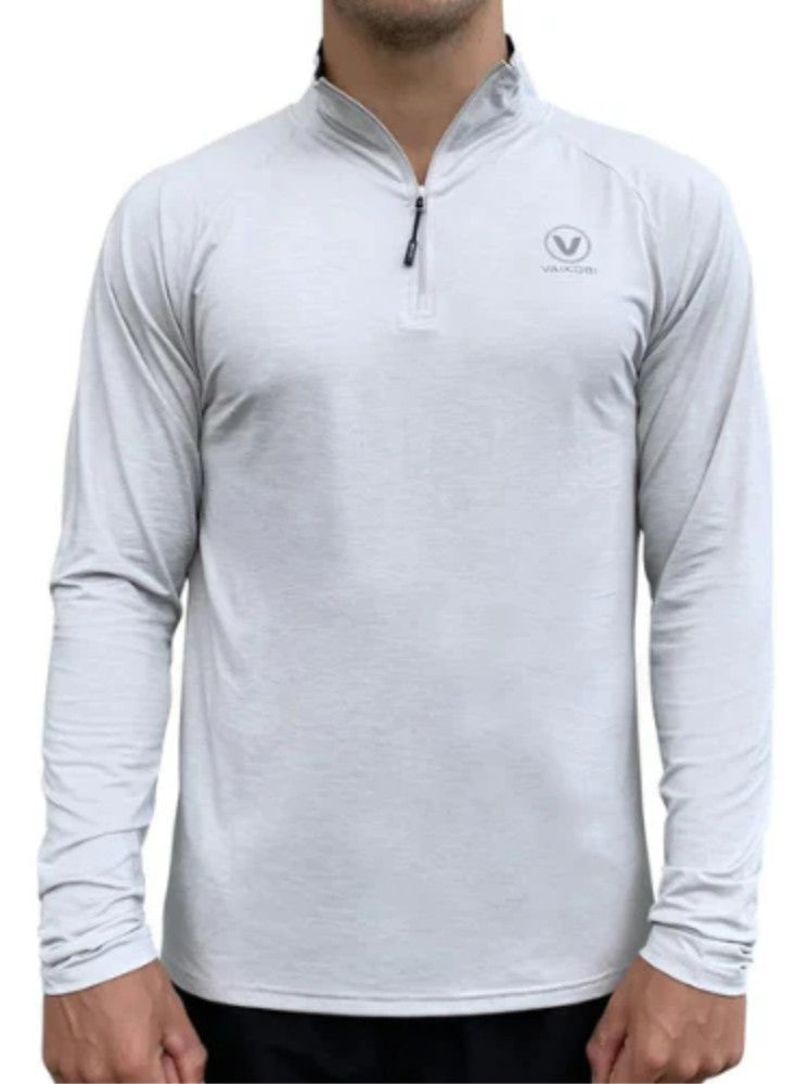 VAIKOBI UV LONG SLEEVE ZIP TECH TOP - SILVER