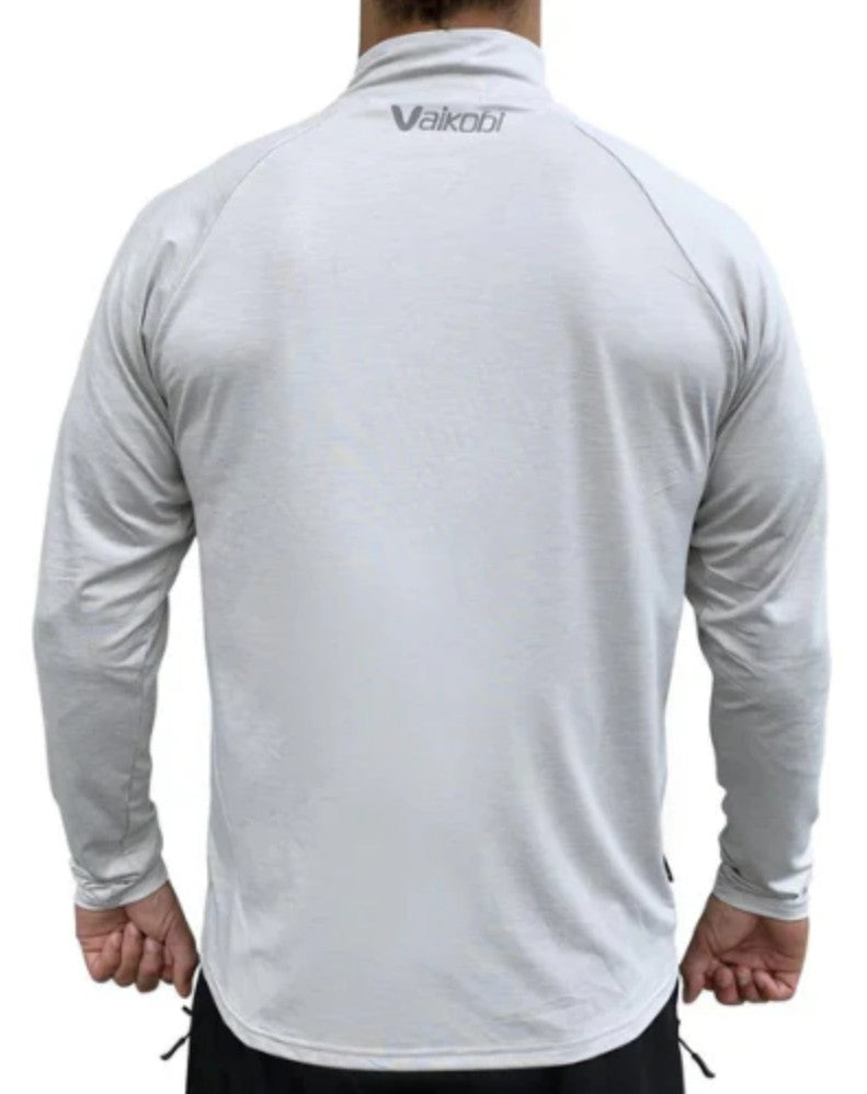 VAIKOBI UV LONG SLEEVE ZIP TECH TOP - SILVER