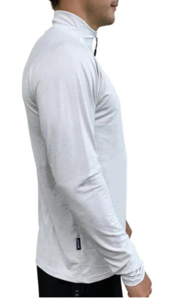 VAIKOBI UV LONG SLEEVE ZIP TECH TOP - SILVER