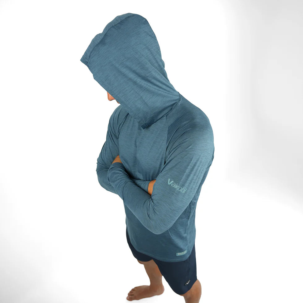VAIKOBI UV PERFORMANCE HOODED TECH TOP - OCEAN BLUE