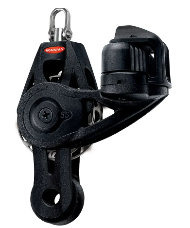 RONSTAN SERIES 55 SWIVEL RATCHET ORBIT BLOCK WITH FIDDLE, BECKET AND CAM CLEAT