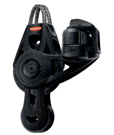 RONSTAN SERIES 40 BB ORBIT BLOCK, FIDDLE WITH CLEAT & DYNEEMA LINK HEAD