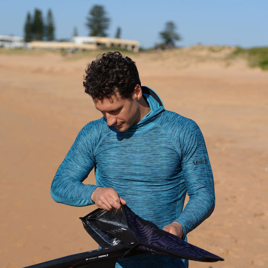 VAIKOBI HOODED UV LONG SLEEVE RASH TOP -TEAL