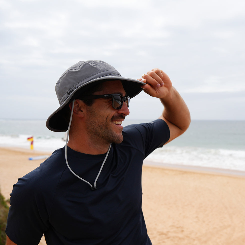VAIKOBI UV OCEAN SURF HAT WITH CORD - GREY