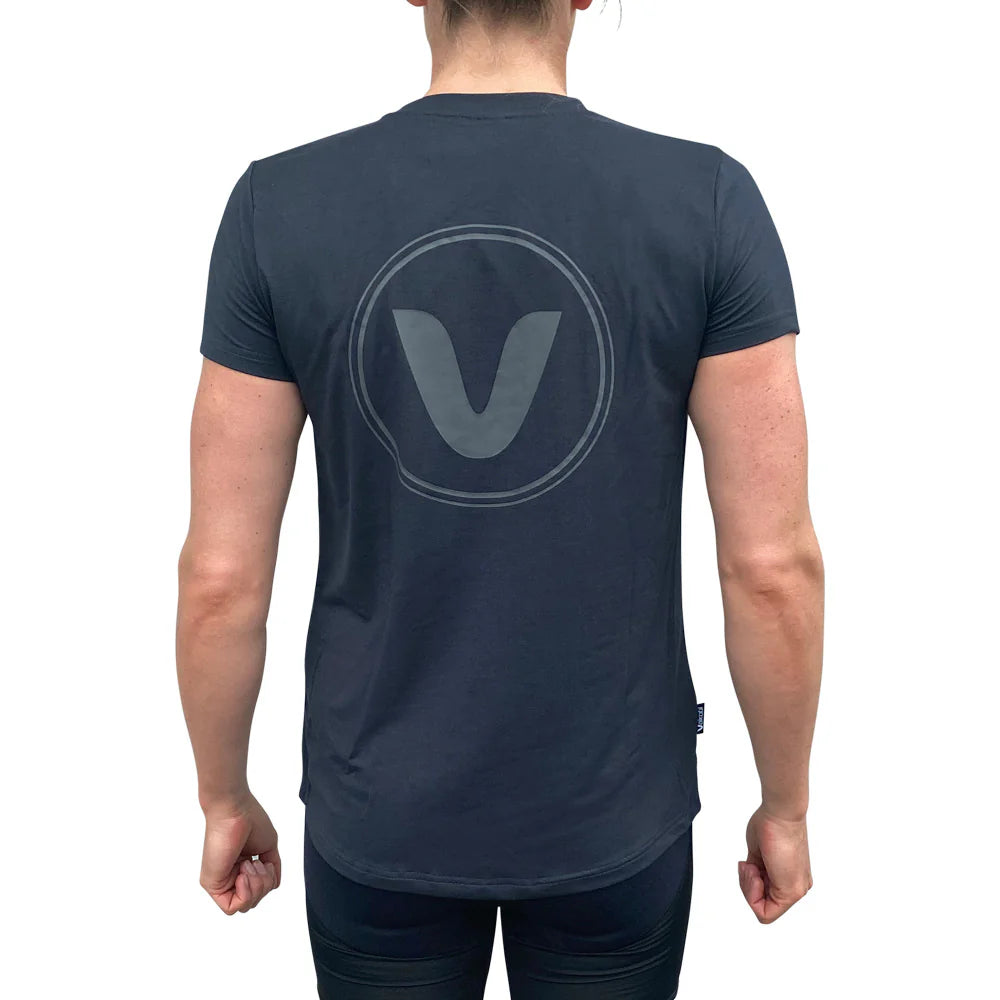 VAIKOBI  WOMEN'S UV PERFORMANCE TECH TEE -CHARCOAL - WITH LOGO