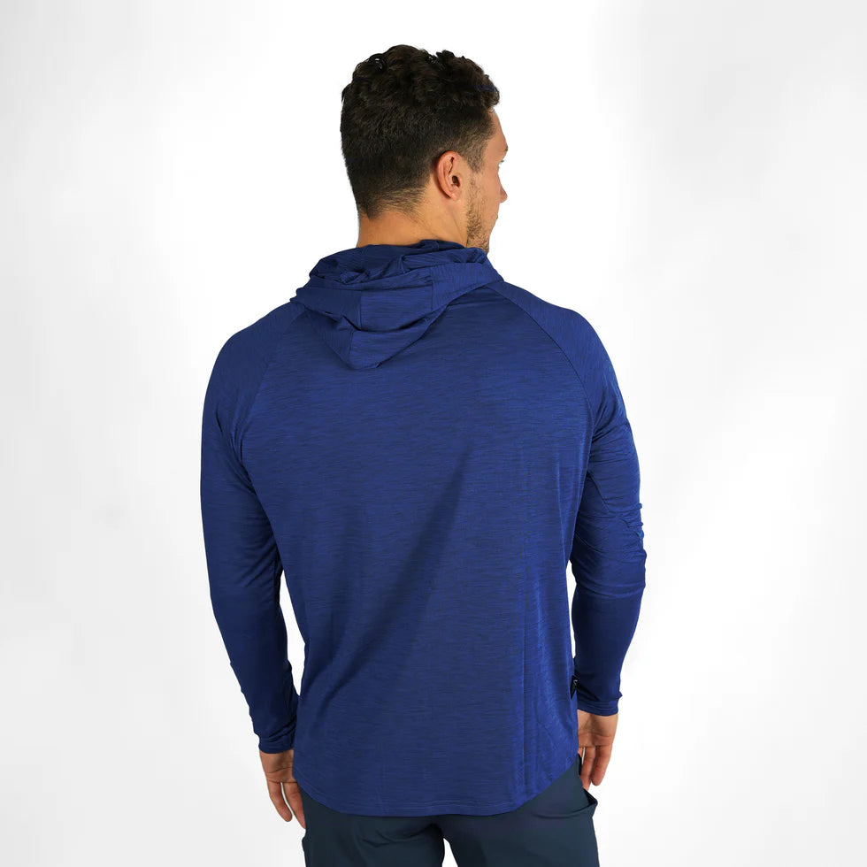 VAIKOBI UV PERFORMANCE HOODED TECH TOP - NAVY