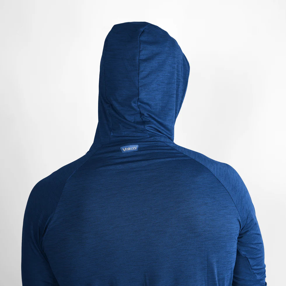 VAIKOBI UV PERFORMANCE HOODED TECH TOP - NAVY