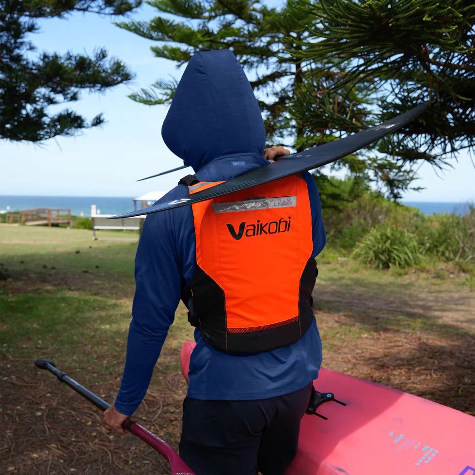 VAIKOBI UV PERFORMANCE HOODED TECH TOP - NAVY