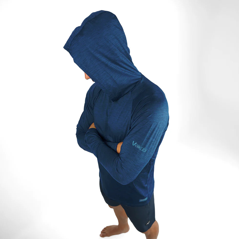 VAIKOBI UV PERFORMANCE HOODED TECH TOP - NAVY