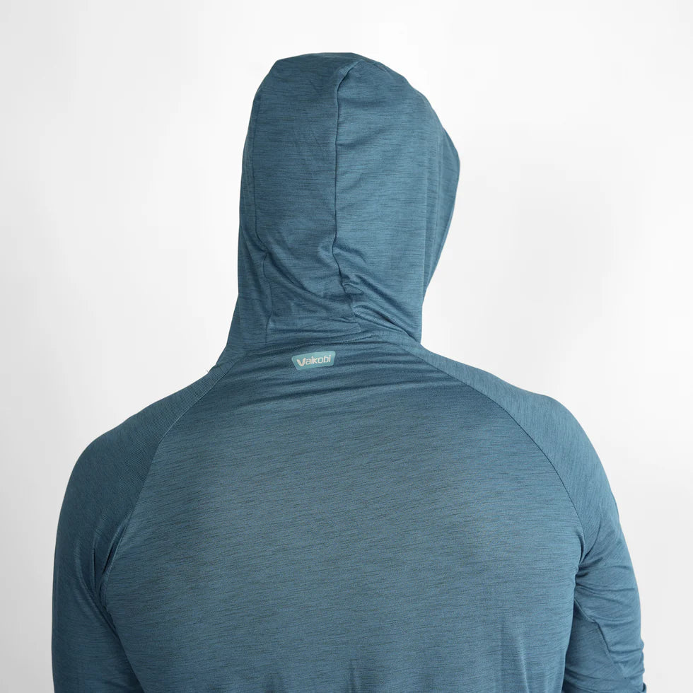VAIKOBI UV PERFORMANCE HOODED TECH TOP - OCEAN BLUE