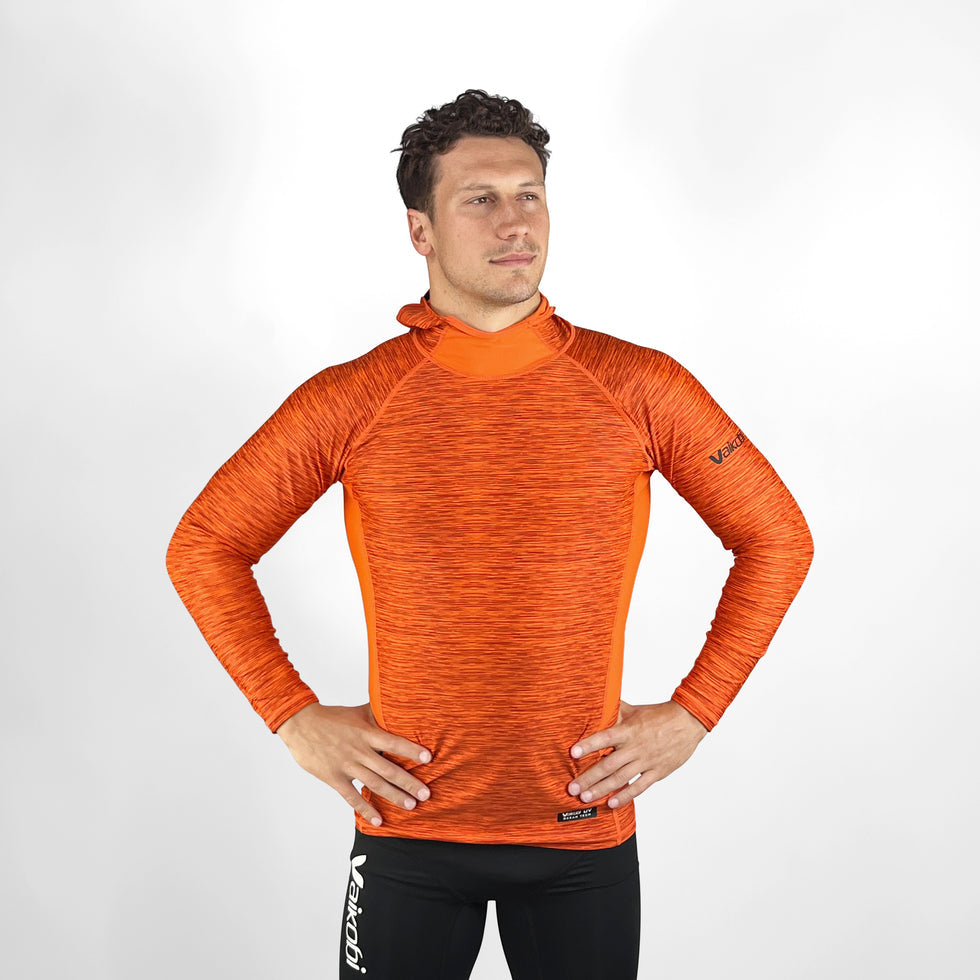 VAIKOBI HOODED UV LONG SLEEVE RASH TOP - ORANGE