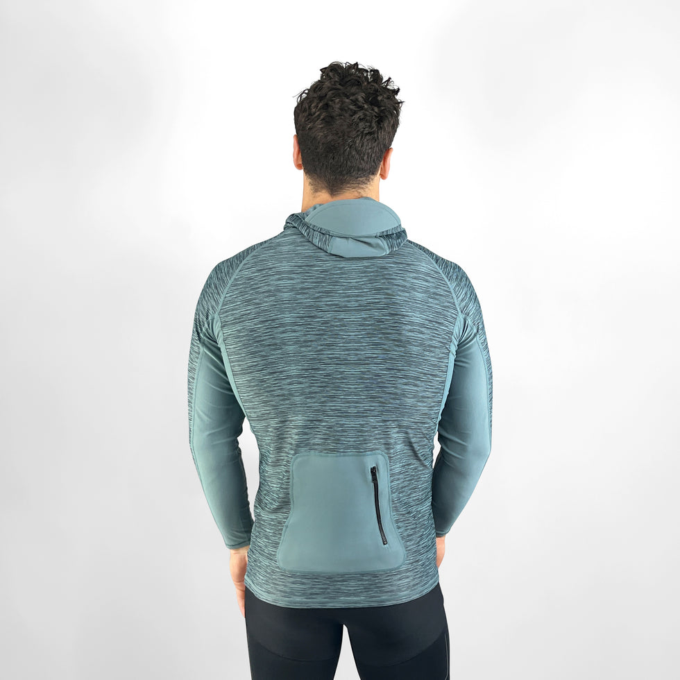 VAIKOBI HOODED UV LONG SLEEVE RASH TOP - STEEL BLUE