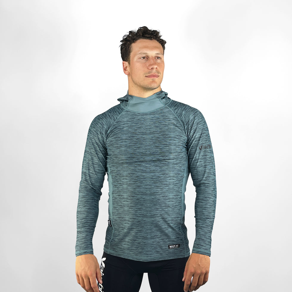 VAIKOBI HOODED UV LONG SLEEVE RASH TOP - STEEL BLUE