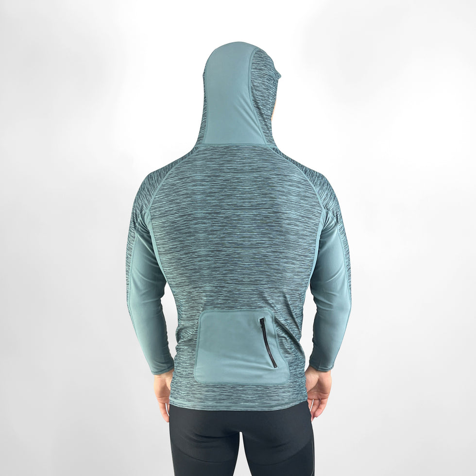 VAIKOBI HOODED UV LONG SLEEVE RASH TOP - STEEL BLUE